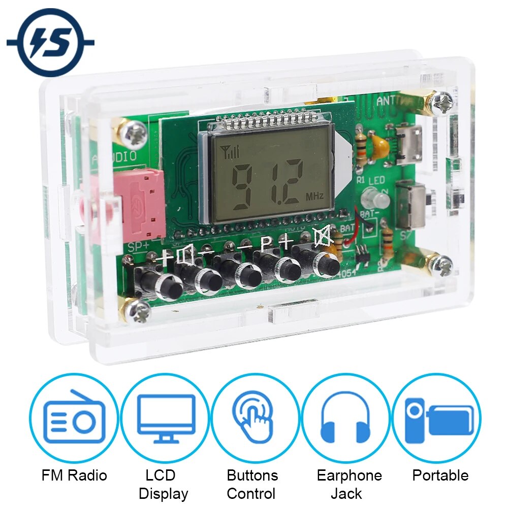 DIY FM 라디오 수신기 키트 디지털 라디오 무선 수신기 조정 가능한 76MHz-108MHz 듀얼 채널 5W 전력 증폭기 출력 어린이 선물 [DIY-194]