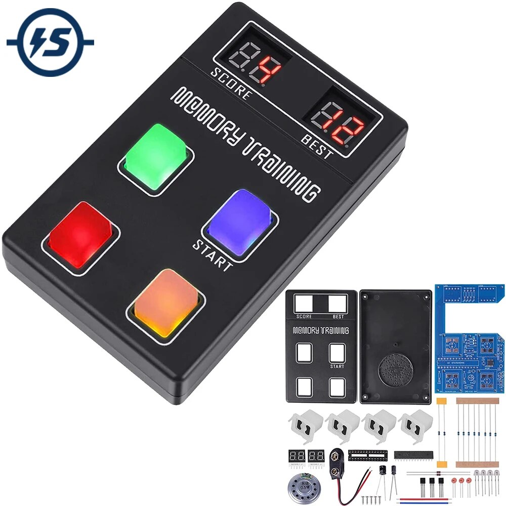 DC 9V 메모리 트레이닝 게임 DIY 전자 키트 재미있는 휴대용 콘솔 LED 퍼즐 게임 납땜 프로젝트 연습 학습 스위트 [DIY-197]