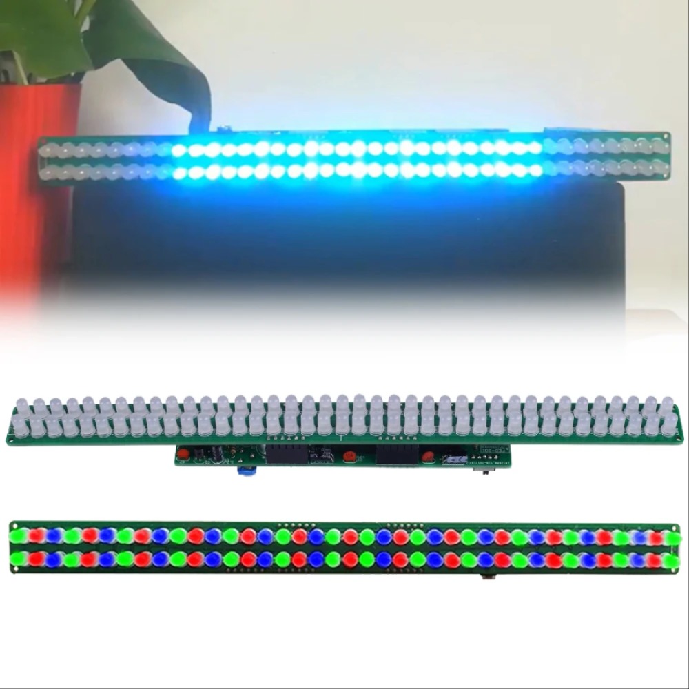 DC 3-12V 오디오 레벨 표시기 DIY 키트 음악 스펙트럼 분석기 빨간색 녹색 파란색 LED 깜박임 DIY Funny Electric Suite AUX 입력 [DIY-198]