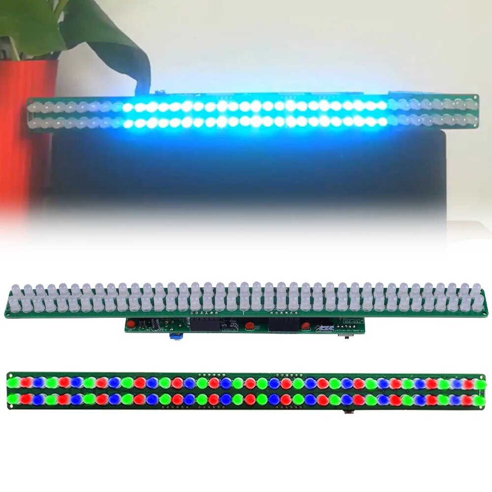 DC 3-12V 오디오 레벨 표시기 DIY 키트 음악 스펙트럼 분석기 빨간색 녹색 파란색 LED 깜박임 DIY Funny Electric Suite AUX 입력 [DIY-198]