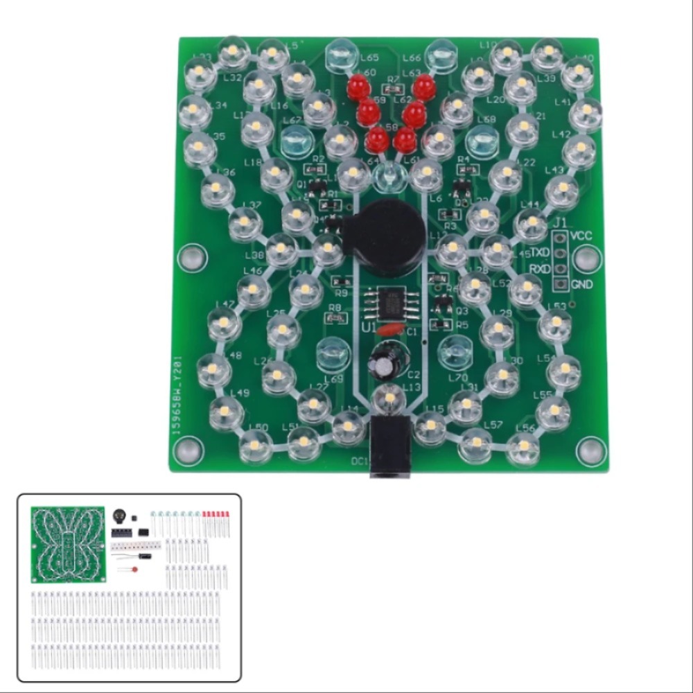 DIY 키트 나비 모양 음악 LED 깜박이는 빛 전자 재미 스위트 DC 3.7V-5.5V 납땜 연습 훈련 [DIY-200]
