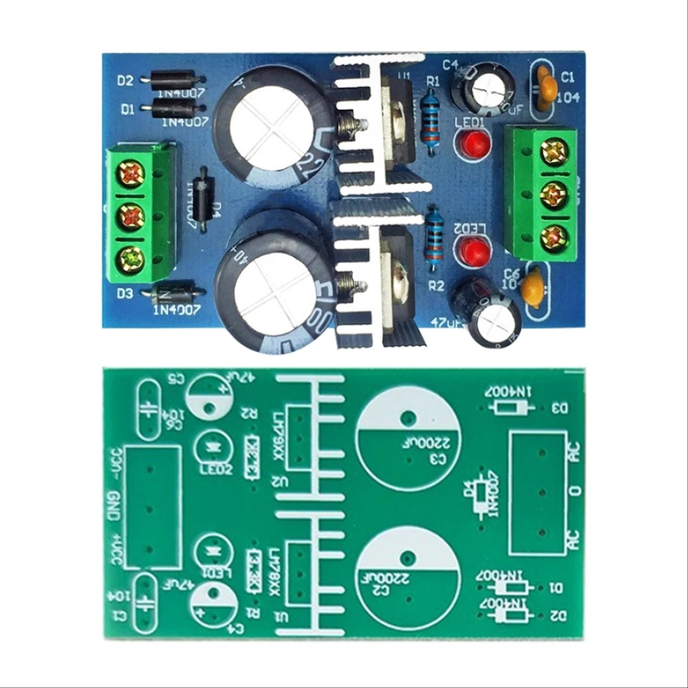 DIY 전자 키트 포지티브 네거티브 DC 조정 이중 전원 공급 장치 보드 모듈 3 단자 9V 납땜 프로젝트 연습 세트 [DIY-203]