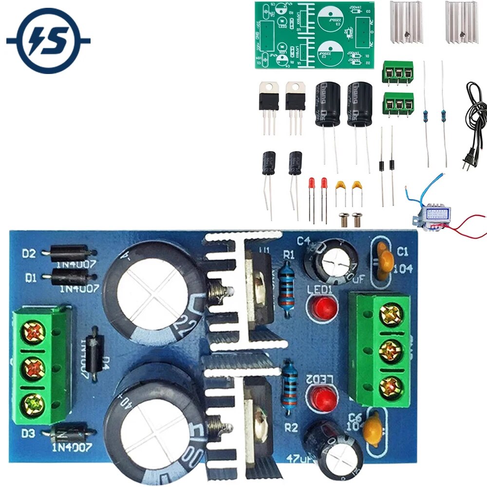 DIY 전자 키트 포지티브 네거티브 DC 조정 이중 전원 공급 장치 보드 모듈 3 단자 9V 납땜 프로젝트 연습 세트 [DIY-203]