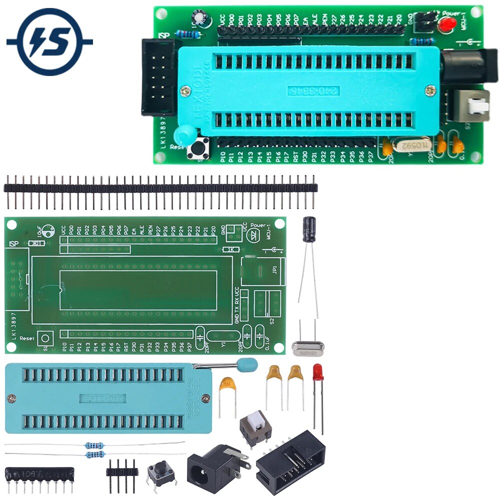 C51 MCU 시스템 개발 보드 컨트롤러 회로 DIY 전자 키트 AT89C51 부품 납땜 프로젝트 연습 세트 [DIY-209]