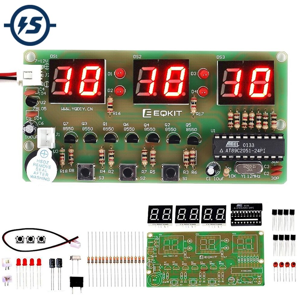 DIY 시계 전자 키트 C51 6 디지털 시계 납땜 프로젝트 연습 부품 용접 Benginer 학교 훈련 기술 [DIY-210]