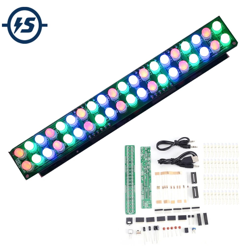 DIY 키트 DC 3V-12V 오디오 스펙트럼 표시기 5mm 빨간색 녹색 파란색 LED LM3914 레벨 표시기 키트 [DIY-214]