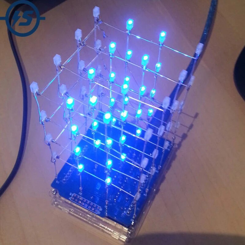 블루 LED 라이트 큐브 키트 3D LED DIY 키트 아두이노 스마트 전자 제품용 LED 큐브 키트 4X4 [DIY-223]