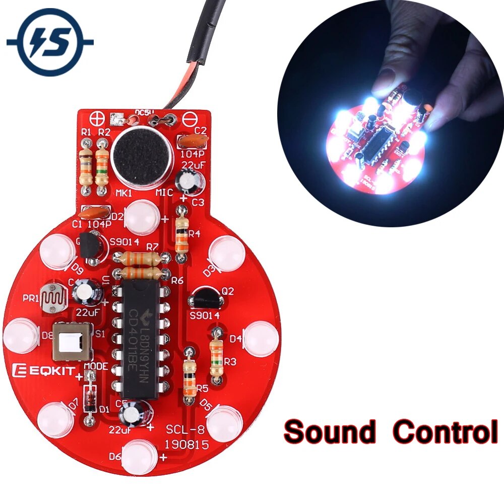 야간 조명 DIY 키트 사운드 제어 LED 램프 지연 음성 조명 제어 멜로디 라이트 오디오 표시기 [DIY-229]