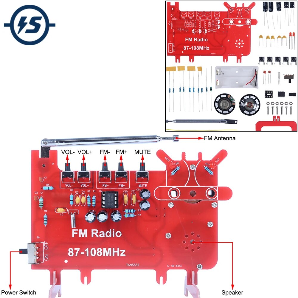 DIY FM 라디오 키트 87-108MHz 전자 무선 수신기 모듈 RDA5807 DC 3V 0.5W 스피커 납땜 프로젝트 연습 세트 [DIY-230]