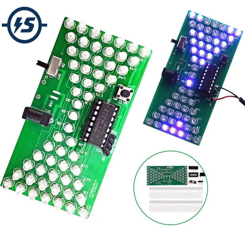 모래 시계 DIY 전자 키트 LED 램프 이중 레이어 PCB 보드 부품 용접 납땜 프로젝트 연습 세트 5V [DIY-231]
