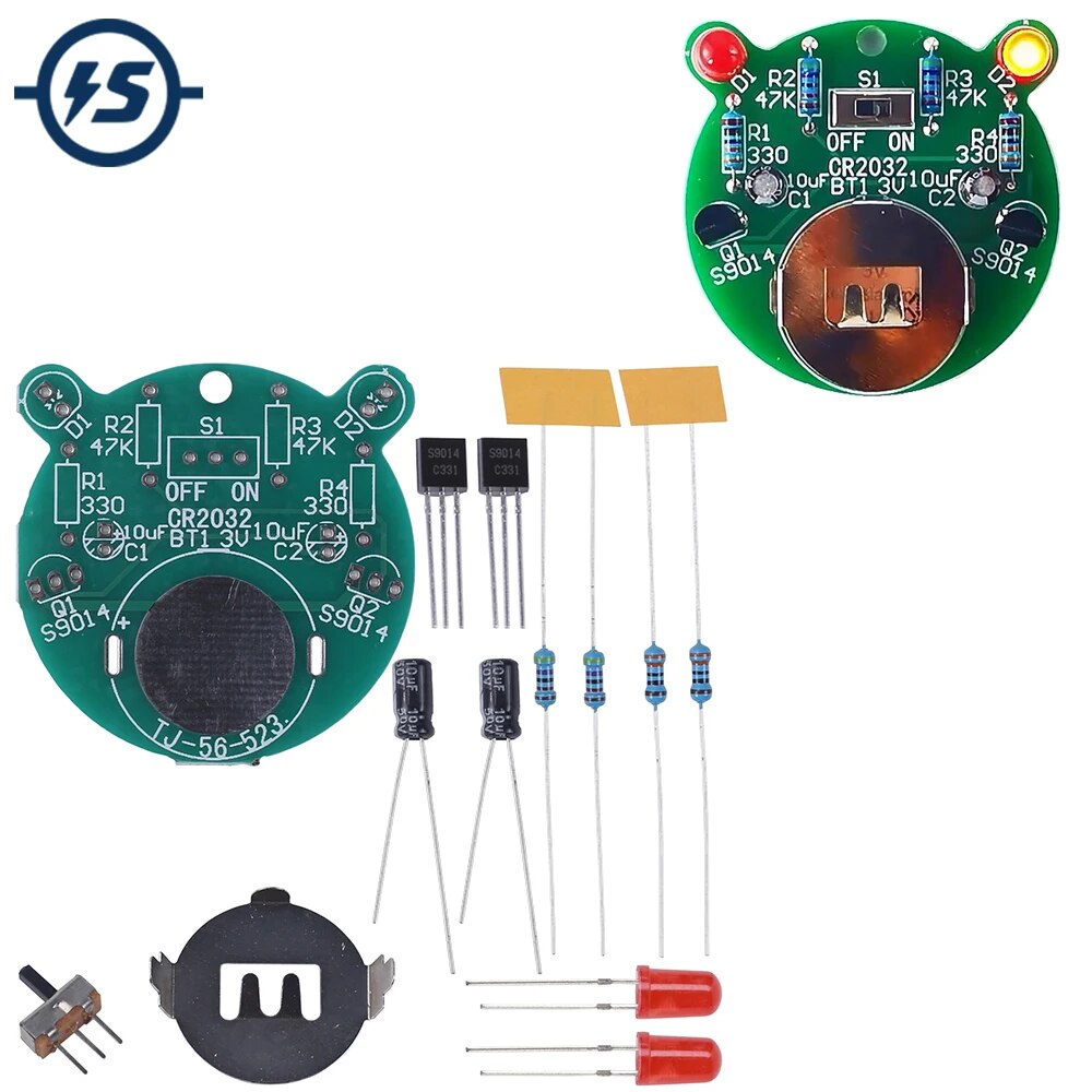 DIY 전자 키트 자동 깜박이는 LED 램프 자체 자극 멀티바이브레이터 회로 납땜 프로젝트 연습 세트 [DIY-234]