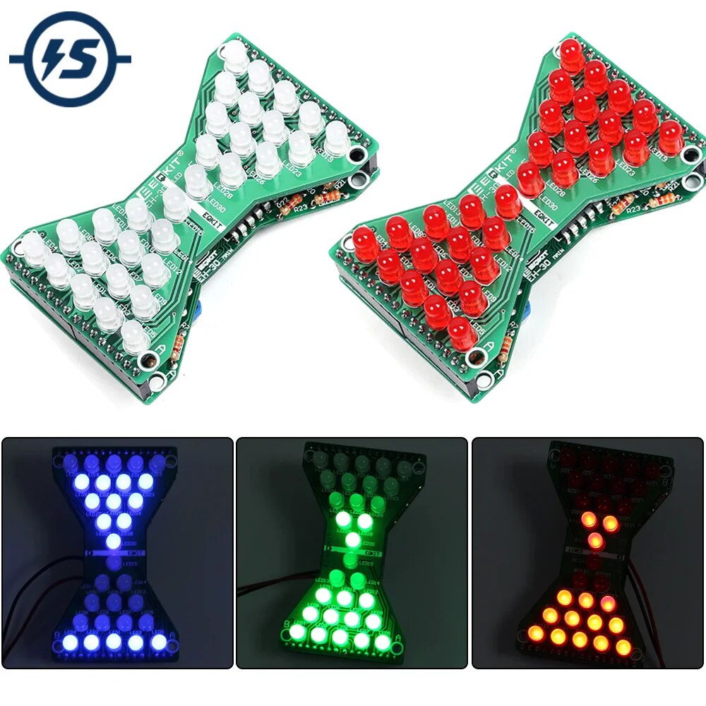 DC 5V LED 모래 시계 DIY 키트 속도 조절 빨간색 파란색 녹색 LED 디스플레이 DIY 재미있는 전기 스위트 용접 연습 [DIY-239]