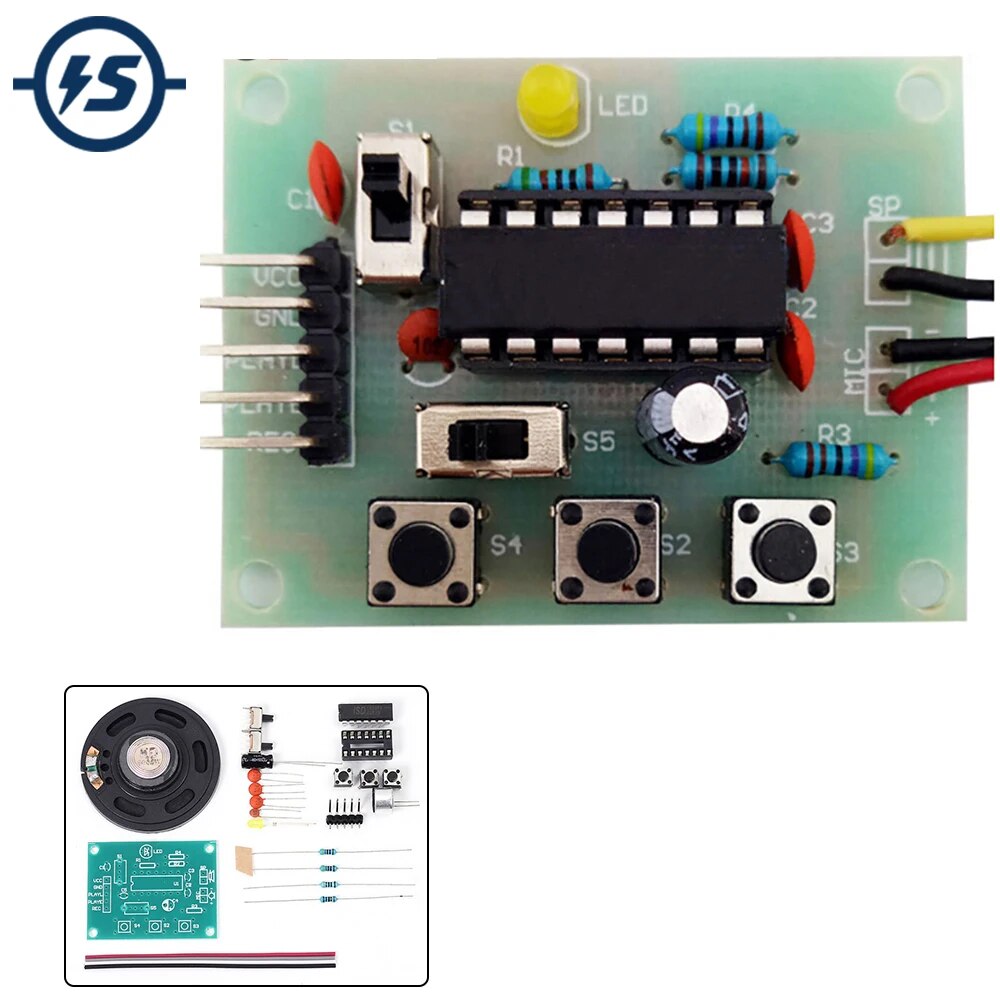 DIY 전자 키트 20S DC 3-5V 음성 녹음 레코더 모듈 ISD1820P 정확한 말하기 음악 오디오 녹음 납땜 [DIY-243]