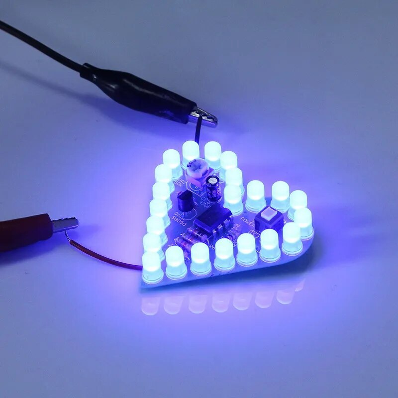 블루 DIY 심장 모양 호흡 램프 키트 DC4V-6V DIY 전자 생산 키트 심장 모양 램프 스위트 전자 DIY 키트 [DIY-251]