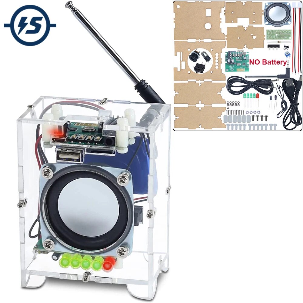 DIY 전자 라디오 키트 블루투스 호환 앰프 스피커 87-108MHz FM 라디오 수신기 U 디스크 TF 카드 음악 플레이어 모듈 [DIY-261]