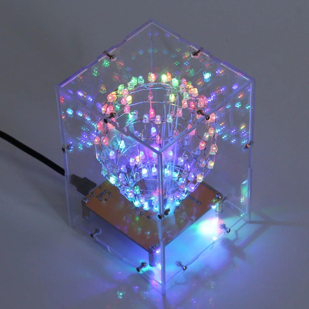 LED 큐브 볼 깜박이 조명 DIY 전자 키트 발렌타인 선물 납땜 프로젝트 연습 학습 스위트 원격 제어 [DIY-262]