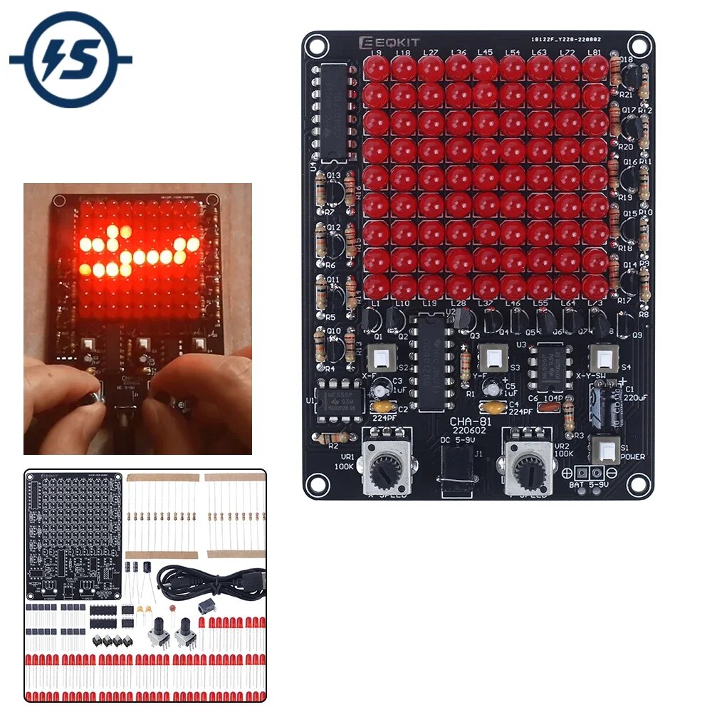 DIY LED 전자 키트 CHA-81 DC4.5-9V LED 추적등 게임 납땜 프로젝트 연습 추적 스팟 USB 배터리 전원 공급 장치 [DIY-267]