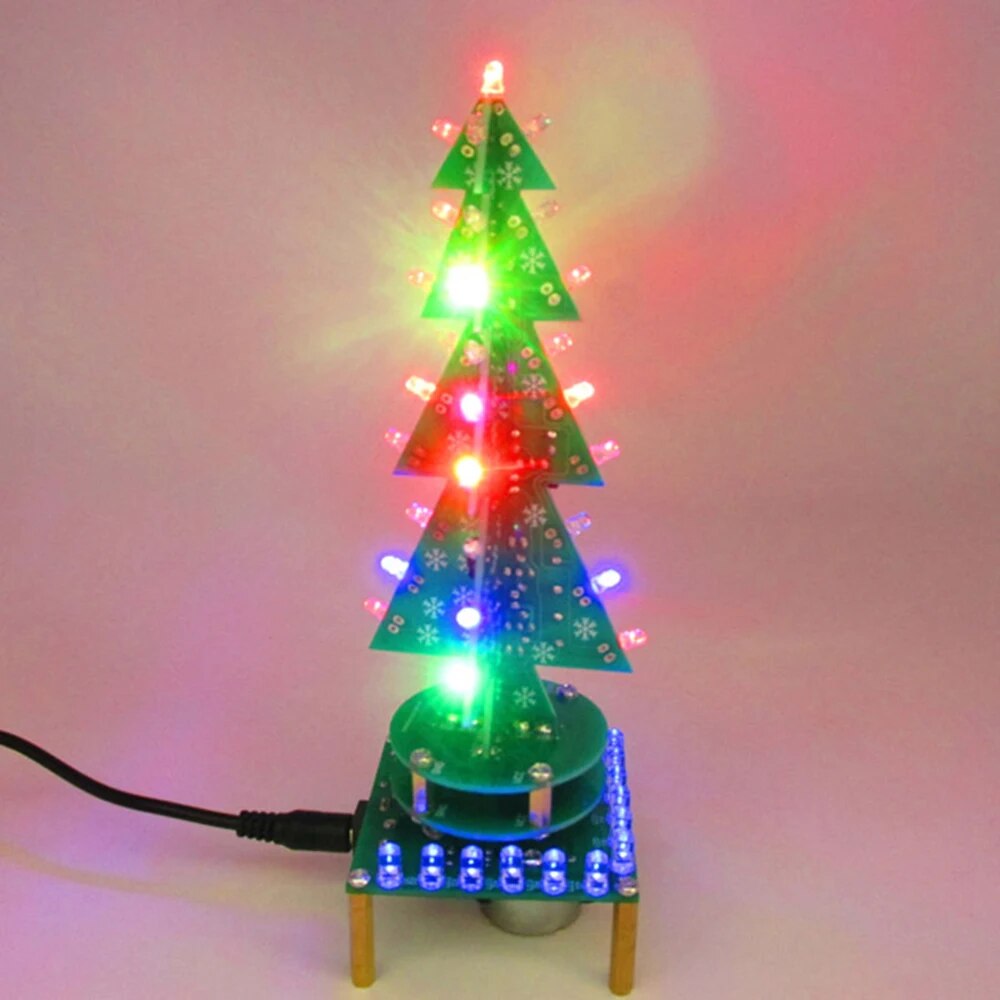 DIY 회전 다채로운 음악 크리스마스 트리 LED 물 조명 전자 DIY 키트 크리스마스 장식 선물 호흡 조명 포함 [DIY-270]