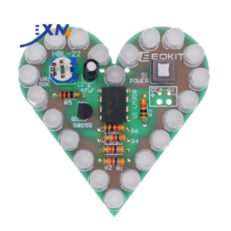 학습 실험실용 DIY 키트 하트 모양 호흡 램프 키트 호흡 LED 스위트 레드 화이트 블루 그린 전자 생산 [DIY-274]
