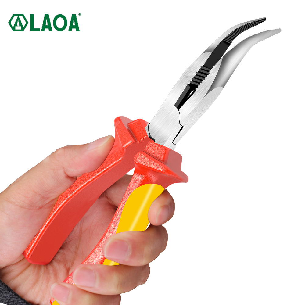 LAOA VDE 구부러진 코 플라이어 하드웨어 플라이어 곡선 코 플라이어 수동 플라이어 스트리핑 전기 기사 DIY 수리 수공구 LA321639 [LAOA-77]