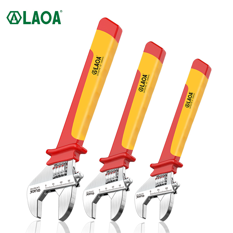 LAOA VDE 8/10/12 1000V 절연 조절 렌치 범용 스패너 전기 기술자 유지 보수 핸들 커버 손 수리 도구 [LAOA-80]