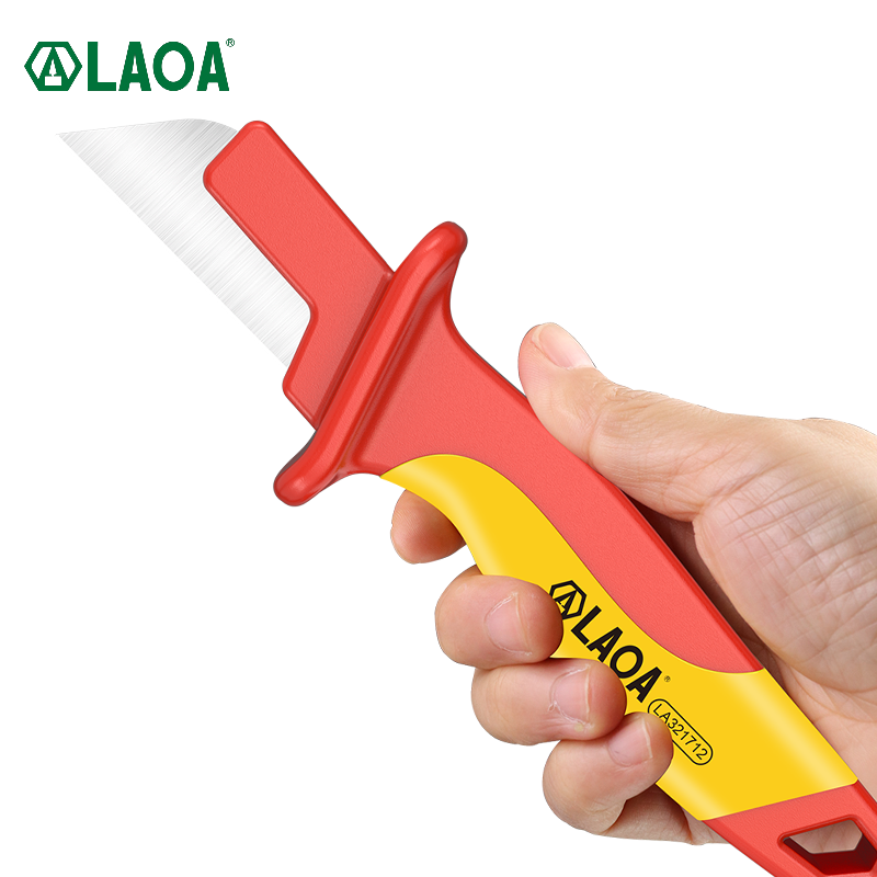 LAOA 절연 견딜 전압 전기 칼 VDE 1000V 케이블 스트리핑 칼 직선 곡선 후크 고정 블레이드 와이어 스트립 [LAOA-88]