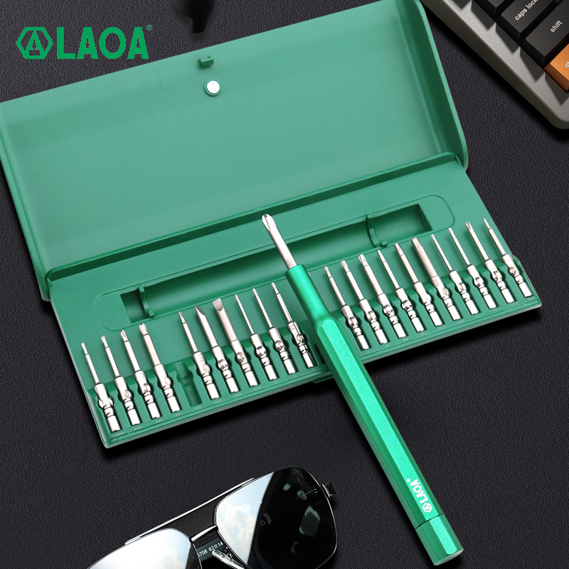 LAOA 22 in 1 정밀 스크루 드라이버 비트 세트 핸들 S2 재질 필립스 슬롯 Torx 육각 Y 모양 스크루 드라이버 비트 [LAOA-107]