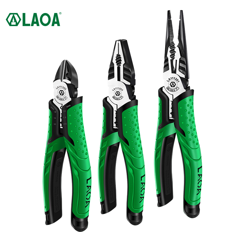 LAOA 7 인치 다기능 대각선 펜치 와이어 커터 긴 코 플라이어 사이드 커터 케이블 가위 전기 전문 도구 LA111203 [LAOA-111]