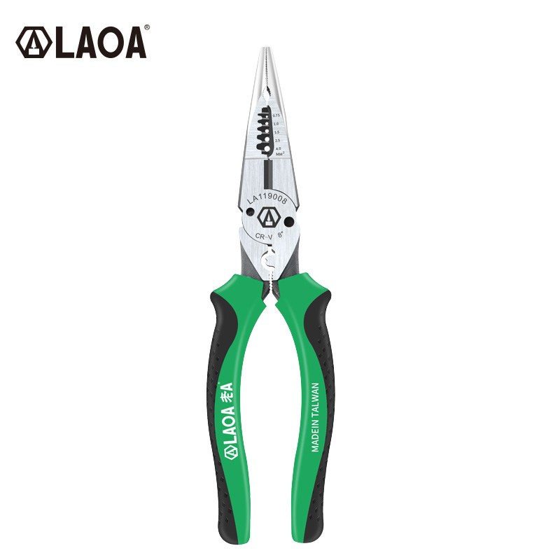 LAOA 6 1 바늘 코 펜치 멀티 펜치 와이어 스트리퍼 0.7-4.0mm 범위 8 인치 CR-V 압착 도구 와이어 커터 [LAOA-129]