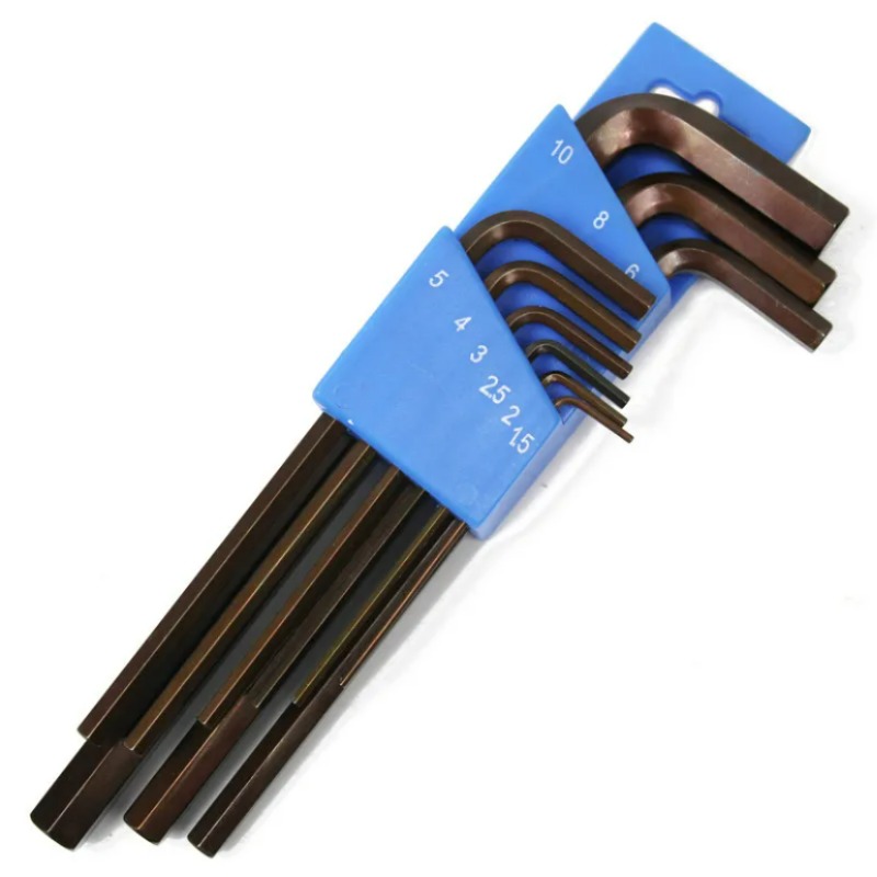 S2 소재 prolong 플랫 헤드 육각 렌치 세트 육각형 바 렌치 세트 1.5-1.0mm 9 pcs LA312309 [LAOA-229]