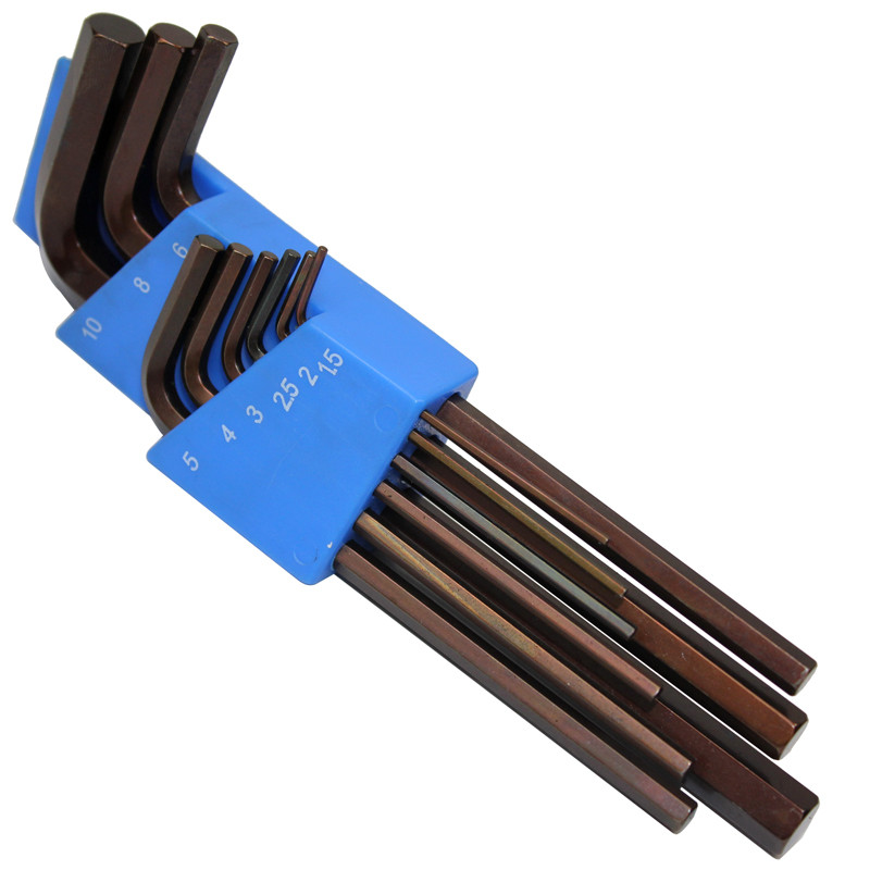 S2 소재 prolong 플랫 헤드 육각 렌치 세트 육각형 바 렌치 세트 1.5-1.0mm 9 pcs LA312309 [LAOA-229]