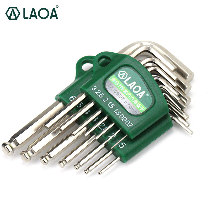 LAOA S2 합금강 미니 육각 렌치 세트 소형 1.5-6.0mm 7pcs LA158107 [LAOA-230]