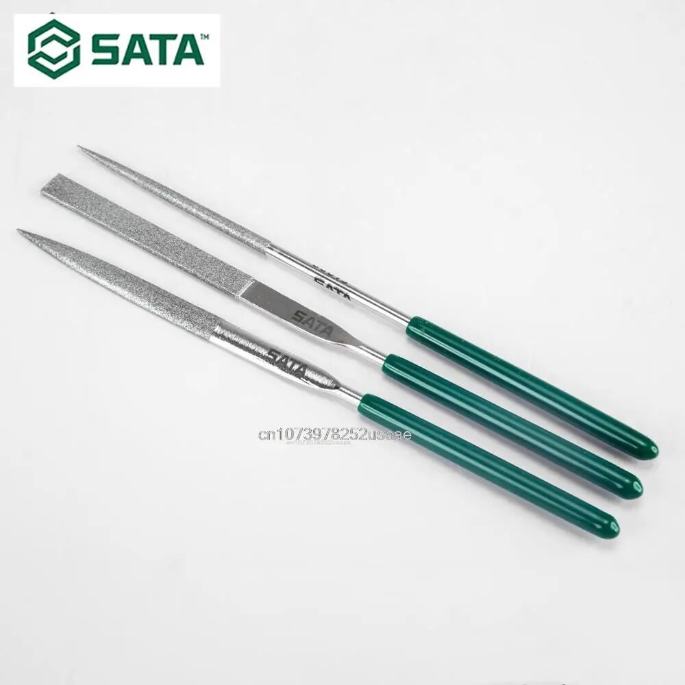 SATA 다이아몬드 바늘 파일 세트 뾰족한 하프 라운드 바늘 파일 3x140MM 3 개 03860 [SATA-25]