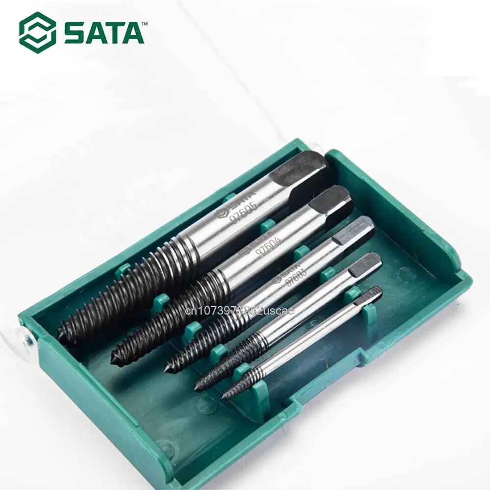 SATA GCr 베어링 스틸 미세 톱니 손상된 볼트 제거기 나사 추출기 드릴 비트 가이드 깨진 볼트 스터드 5 개 09704 [SATA-69]