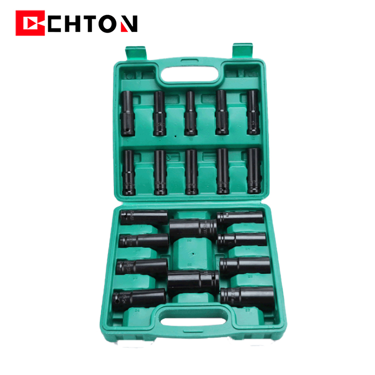 8-32mm 고품질 1/2 78MM 길이 깊은 공기 충격 소켓 세트 20Pcs [CHTON-27]