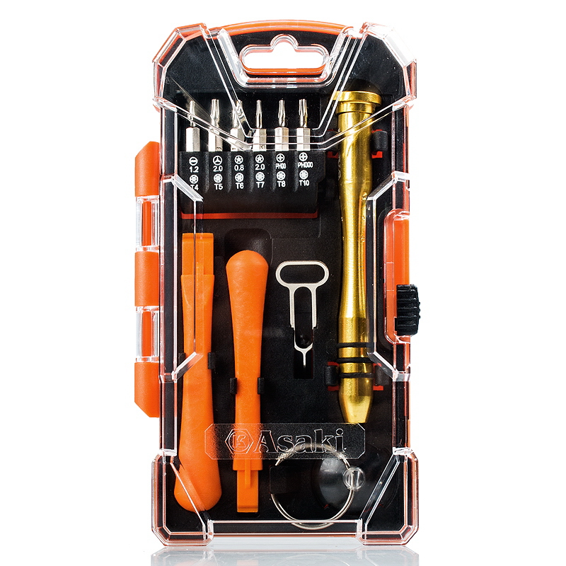 Asaki 17pcs 스마트 휴대 전화 수리 도구 키트 수리 도구 AK-9077 [Asaki-32]