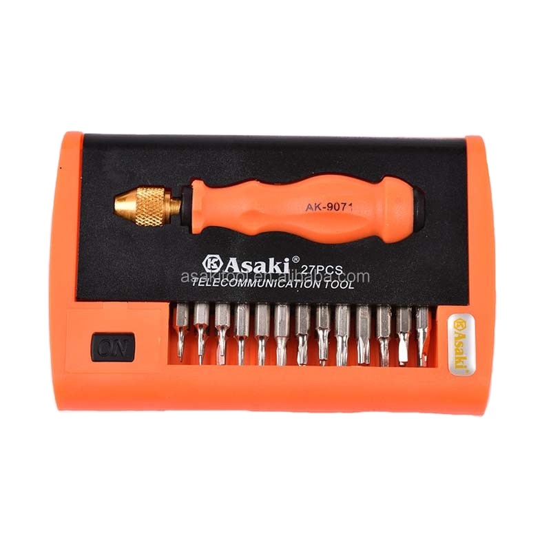 ASAKI AK-9071 품질 6150 CR-V 27pcs 컴퓨터 전화 수리 스크루 드라이버 세트 TPR 핸들 범용 사용 통신 도구 [Asaki-36]