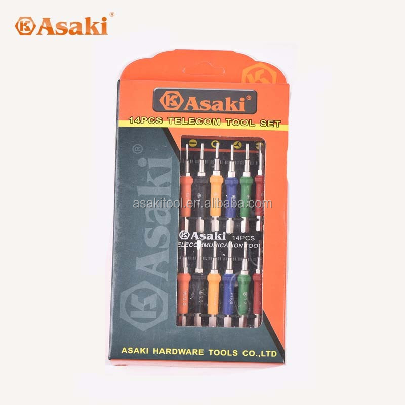 ASAKI AK-9070 정밀 6150 CRV 14pcs 휴대 전화 수리 도구 스크루 드라이버 세트 전자 컴퓨터 시계 수리 도구 [Asaki-37]