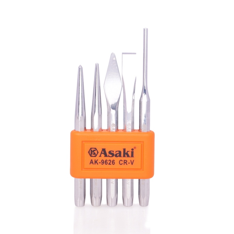 AK-9626 플라스틱 클립 5 PCS 펀치 치즐 세트 [Asaki-47]