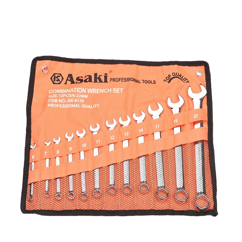 12pcs 연마 조합 렌치 도구 세트 렌치 AK-6139 [Asaki-76]