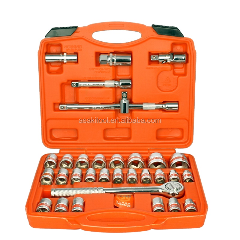 Asaki 32PCS 1/2inch DR 소켓 도구 세트 CR-V CRV 자동차 자동차 수리 손 도구 키트 래칫 렌치 스패너 AK-9773 [Asaki-87]