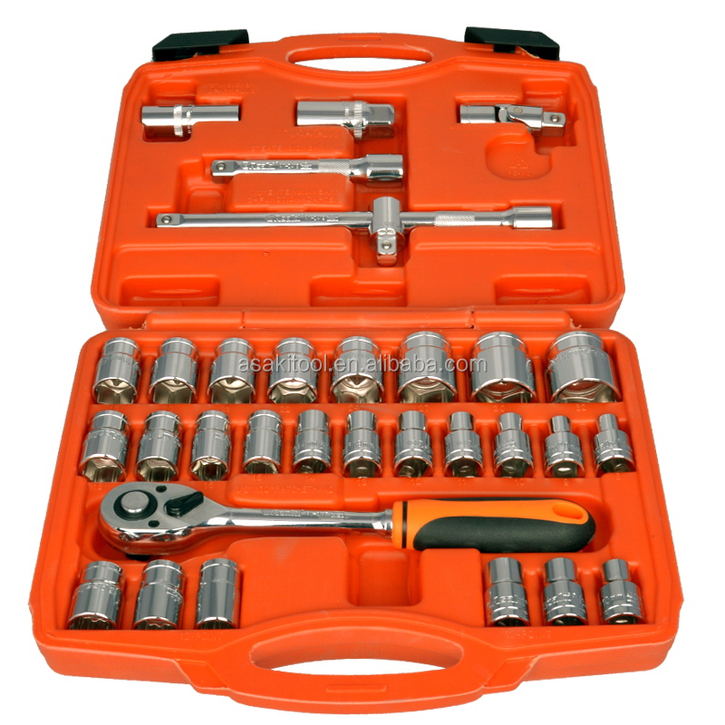ASAKI AK-9772 32pcs 고품질 CR-V 1/2inch DR 광업 야금술 조선 전기 자동 수선을 위한 소켓 공구 세트 CRV [Asaki-88]