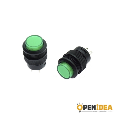 16MM 푸쉬 버튼 스위치 LED R16-503 LOCK GREEN 4P [OPEN-SE005-004]