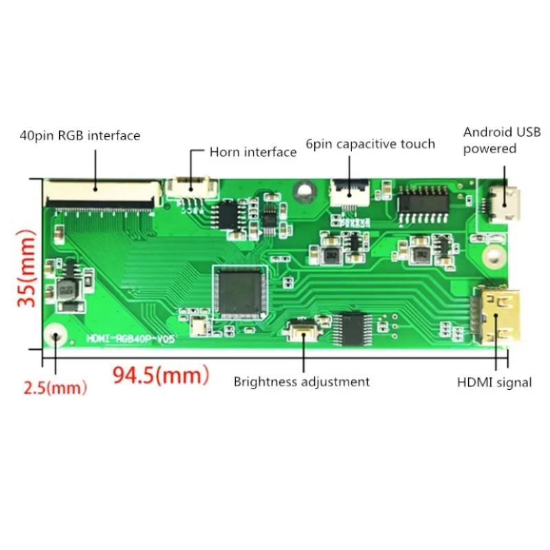 고화질 IPS 해상도 HDMI 드라이버 보드 RGB 인터페이스-HDMI HDMI-RGB40P-V05 800x480 40 핀 4.3 인치 [OPEN-ZTI44-01]