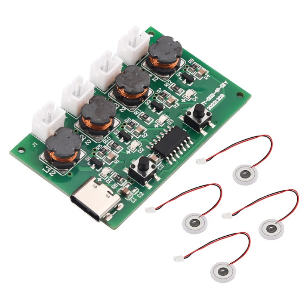 C타입 USB 미니 가습기 DIY 키트 미스트 메이커 및 드라이버 회로 기판 4 포거 분무 필름 무화기 시트 진동 5V [DIY-300]