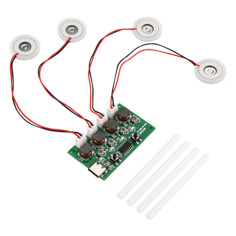 C타입 USB 미니 가습기 DIY 키트 미스트 메이커 및 드라이버 회로 기판 4 포거 분무 필름 무화기 시트 진동 5V 4 면봉 [DIY-301]