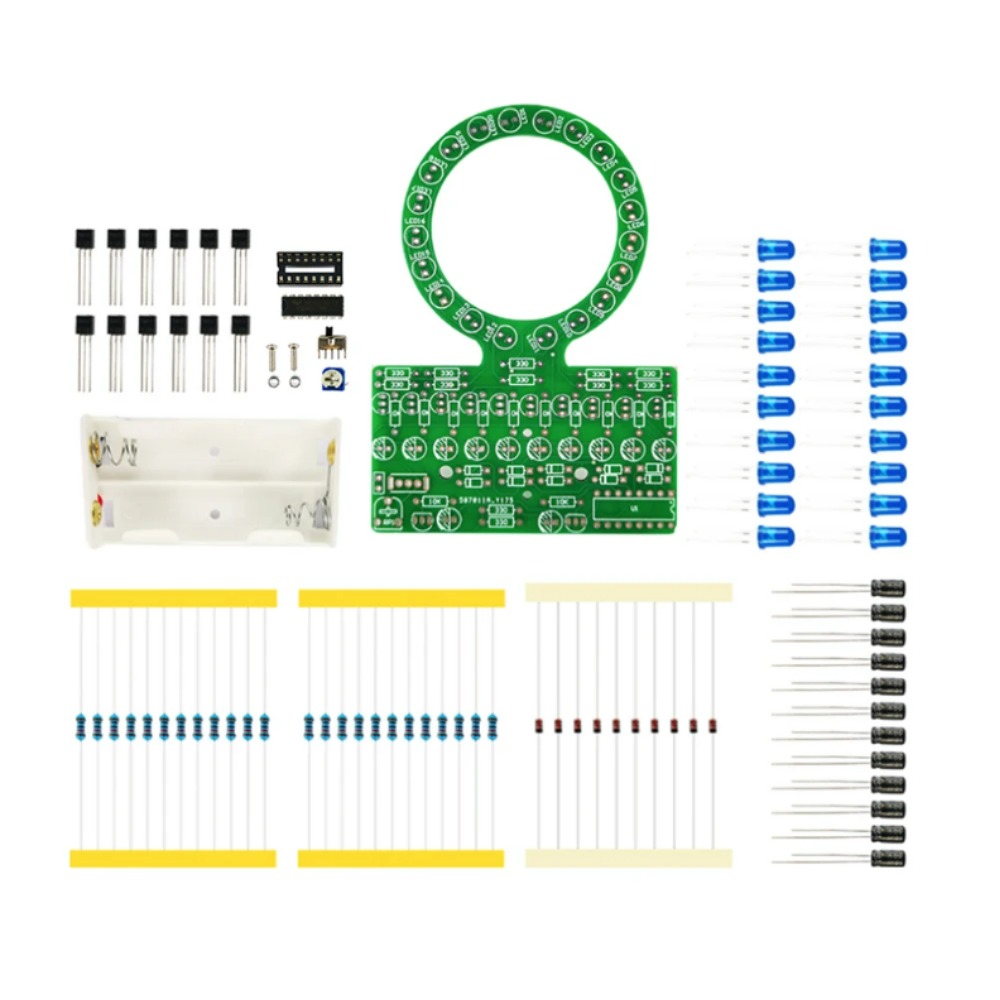 4017 링 모양 그라데이션 LED 워터 램프 DIY 전자 키트 훈련 및 교육용 용접 및 제조 부품 붉은색 노란색 [DIY-307]