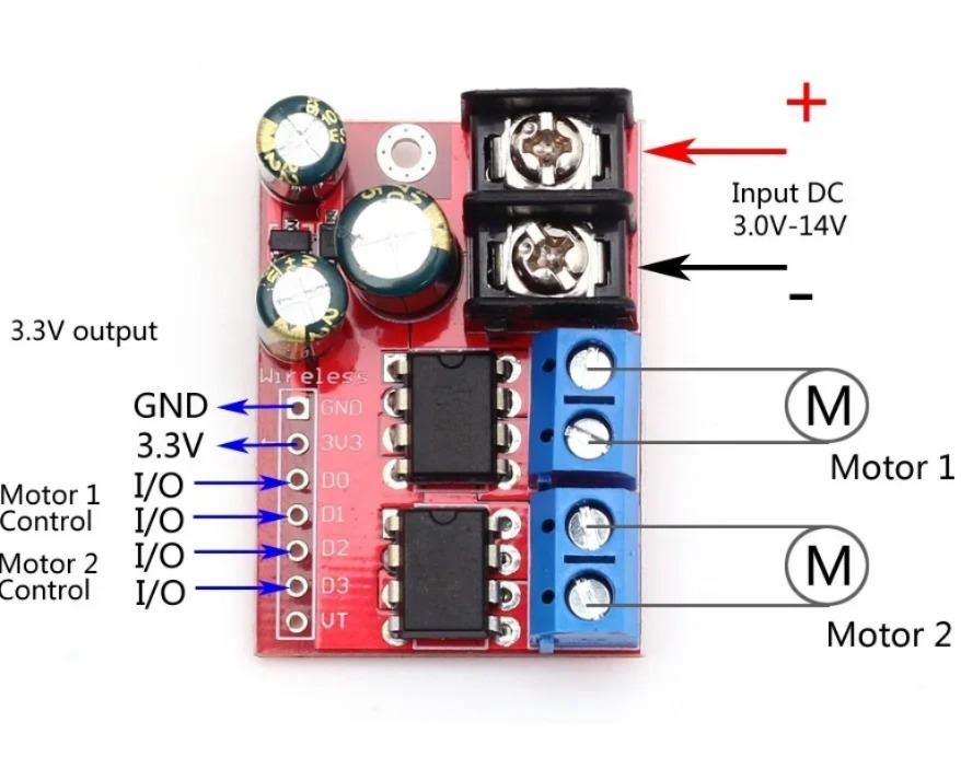 이중 DC 모터 드라이브 모듈 더블 H 브리지 L298N PWM 리모컨 전압 역속도 조절 보드 ZK-5AD 3V-14V [OPEN-ZTH82-72]