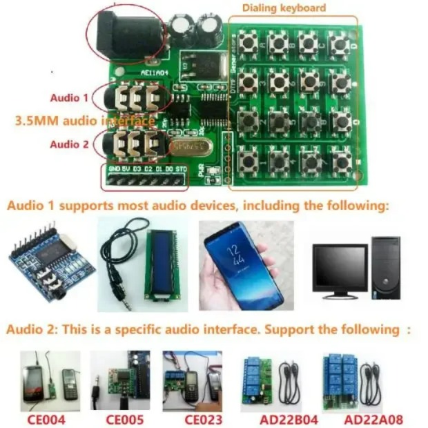 AE11A04 DTMF 아두이노 UNO 프로용 키패드 DTMF 생성기 모듈 오디오 인코더 송신기 보드 [OPEN-ZTP48-398]