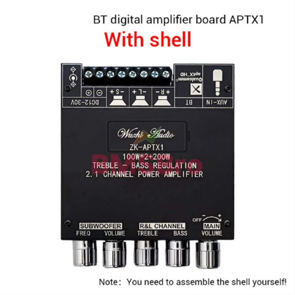 2.1 채널 블루투스 디지털 전력 증폭기 보드 스피커 서브우퍼용 100Wx2+200W QCC3034 TPA3221 With Shell [OPEN-ZTG43-117]